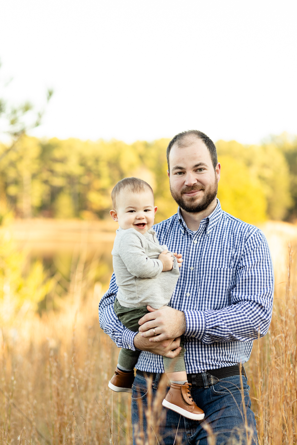 Dad and Baby Smiling | Jade Alexandria Photography | Fall Family Session Madison County Lake Gurley Alabama