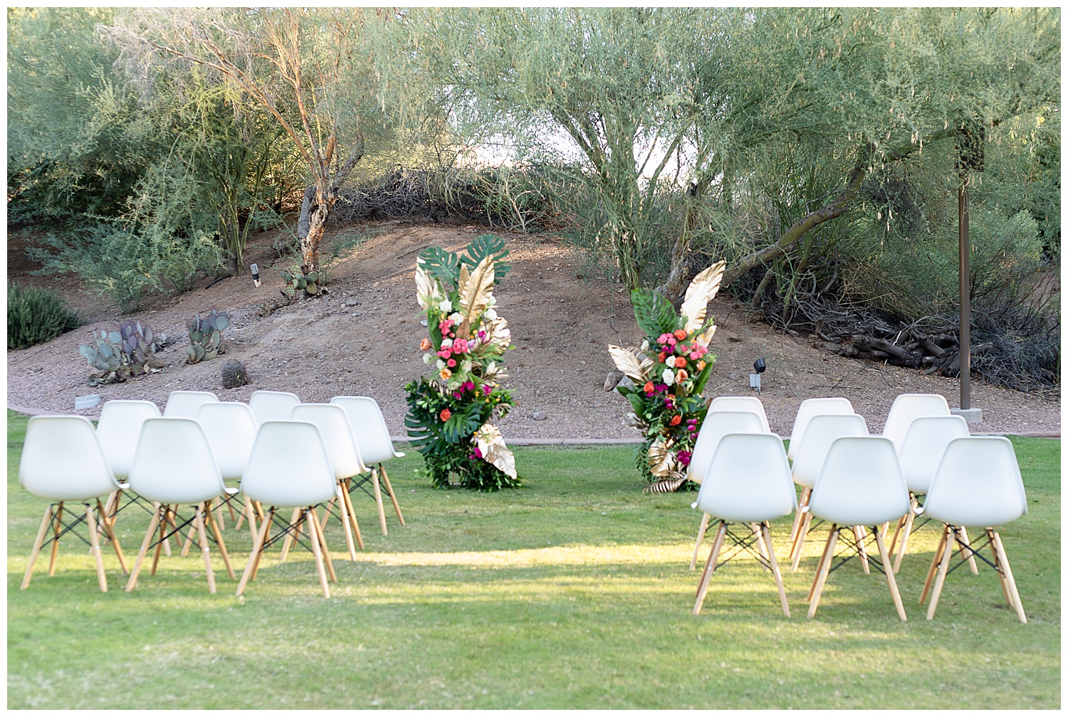 Colorful Palm Springs Inspired Wedding | Ceremony Details | Jade Alexandria Photography Huntsville, Alabama Wedding Photographer